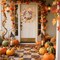 Fall Wreath for Front Door - 22" Autumn Harvest Wreaths Artificial Farmhouse Wreath(Leaves)1"D x 1"W x 1"H